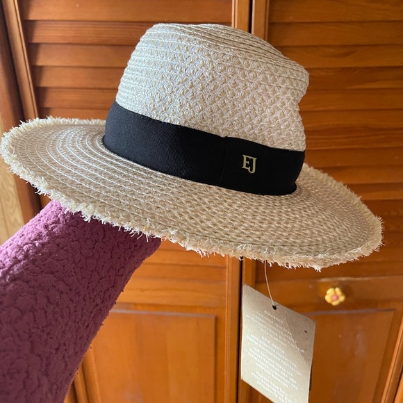 Eric Javits Look Again Packable Squishee Fedora Sun Hat cream Black Band - Picture 8 of 9